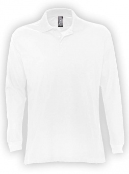 Картинка Рубашка поло мужская с длинным рукавом STAR 170, белая ПромоЕсть Сувенирная и корпоративная продукция