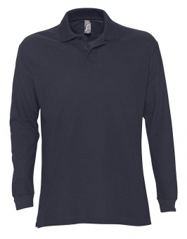 Картинка Рубашка поло мужская с длинным рукавом STAR 170, темно-синяя ПромоЕсть Сувенирная и корпоративная продукция