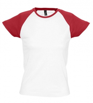 Картинка Футболка женская MILKY 150, белая с красным ПромоЕсть Сувенирная и корпоративная продукция