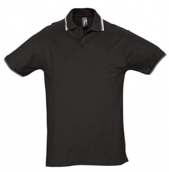 Картинка Рубашка поло мужская с контрастной отделкой PRACTICE 270 черная ПромоЕсть Сувенирная и корпоративная продукция