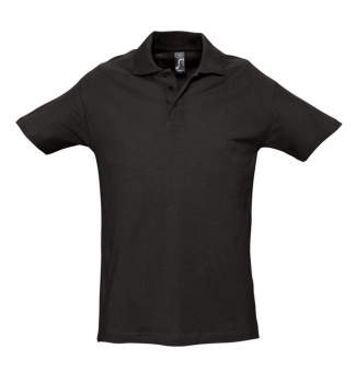 Картинка Рубашка поло мужская SPRING 210, черная ПромоЕсть Сувенирная и корпоративная продукция