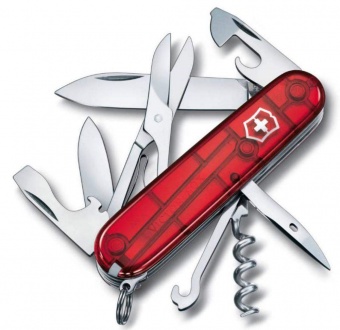 Картинка Офицерский нож CLIMBER 91, прозрачный красный ПромоЕсть Сувенирная и корпоративная продукция