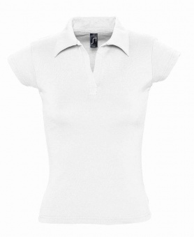 Картинка Рубашка поло женская без пуговиц PRETTY 220, белая ПромоЕсть Сувенирная и корпоративная продукция