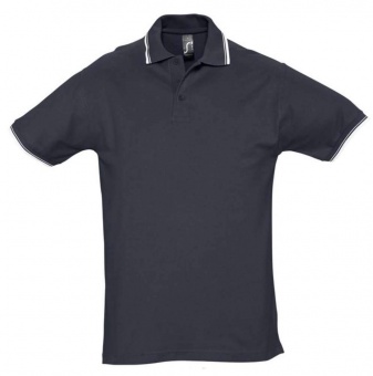 Картинка Рубашка поло мужская с контрастной отделкой PRACTICE 270, темно-синий/белый ПромоЕсть Сувенирная и корпоративная продукция