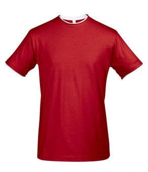 Картинка Футболка мужская с контрастной отделкой MADISON 170, красный/белый ПромоЕсть Сувенирная и корпоративная продукция