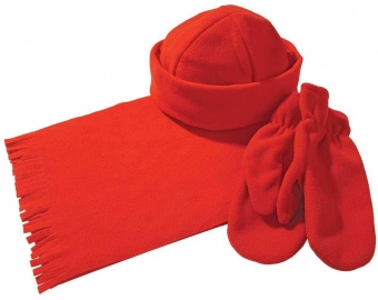 Картинка Комплект Unit Fleecy: шарф, шапка, варежки, красный ПромоЕсть Сувенирная и корпоративная продукция
