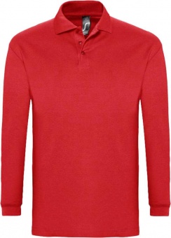 Картинка Рубашка поло мужская с длинным рукавом WINTER II 210 красная ПромоЕсть Сувенирная и корпоративная продукция