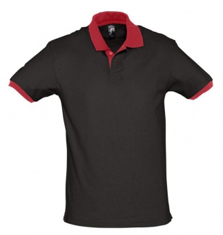 Картинка Рубашка поло Prince 190, черная с красным ПромоЕсть Сувенирная и корпоративная продукция