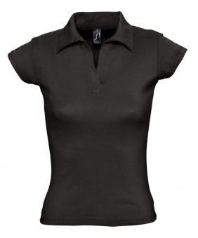 Картинка Рубашка поло женская без пуговиц PRETTY 220, черная ПромоЕсть Сувенирная и корпоративная продукция