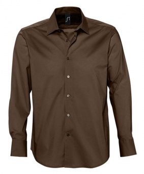 Картинка Рубашка мужская с длинным рукавом BRIGHTON, темно-коричневая ПромоЕсть Сувенирная и корпоративная продукция
