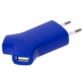 Картинка Сетевое зарядное устройство Uniscend Double USB, синее ПромоЕсть Сувенирная и корпоративная продукция