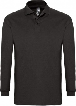 Картинка Рубашка поло мужская с длинным рукавом WINTER II 210 черная ПромоЕсть Сувенирная и корпоративная продукция
