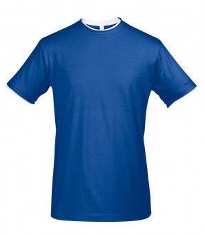 Картинка Футболка мужская с контрастной отделкой MADISON 170, ярко-синий/белый ПромоЕсть Сувенирная и корпоративная продукция