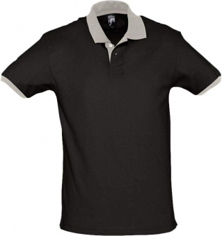 Картинка Рубашка поло Prince 190, черная с серым ПромоЕсть Сувенирная и корпоративная продукция