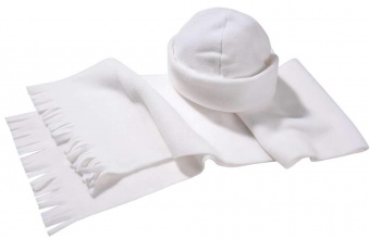 Картинка Комплект Unit Fleecy: шарф и шапка, белый ПромоЕсть Сувенирная и корпоративная продукция
