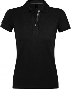 Картинка Рубашка поло женская PORTLAND WOMEN 200 черная ПромоЕсть Сувенирная и корпоративная продукция