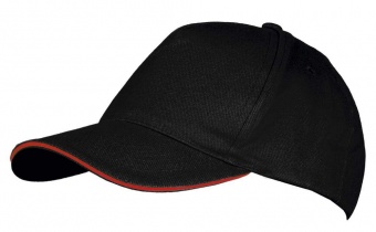 Картинка Бейсболка LONG BEACH, черная с красным ПромоЕсть Сувенирная и корпоративная продукция
