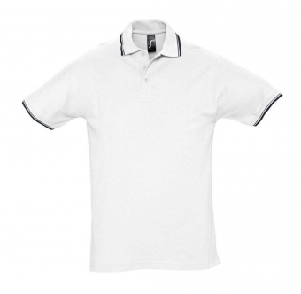 Картинка Рубашка поло мужская с контрастной отделкой PRACTICE 270, белый/темно-синий ПромоЕсть Сувенирная и корпоративная продукция