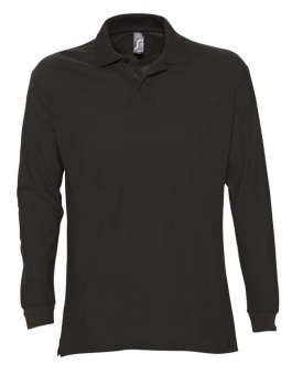Картинка Рубашка поло мужская с длинным рукавом STAR 170, черная ПромоЕсть Сувенирная и корпоративная продукция