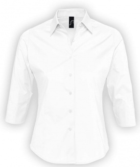 Картинка Рубашка женская с рукавом 3/4 EFFECT 140, белая ПромоЕсть Сувенирная и корпоративная продукция
