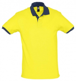 Картинка Рубашка поло Prince 190, лимонная с темно-синим ПромоЕсть Сувенирная и корпоративная продукция