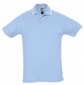 Картинка Рубашка поло мужская с контрастной отделкой PRACTICE 270, голубой/белый ПромоЕсть Сувенирная и корпоративная продукция