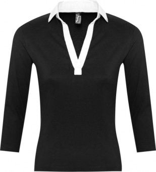 Картинка Рубашка поло женская с рукавом 3/4 PANACH 190 черная ПромоЕсть Сувенирная и корпоративная продукция