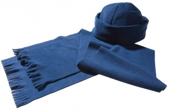 Картинка Комплект Unit Fleecy: шарф и шапка, синий ПромоЕсть Сувенирная и корпоративная продукция
