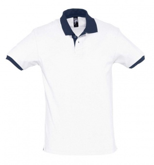 Картинка Рубашка поло Prince 190, белая с темно-синим ПромоЕсть Сувенирная и корпоративная продукция
