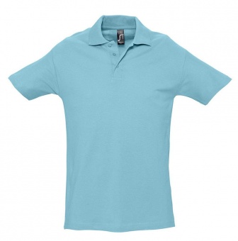 Картинка Рубашка поло мужская SPRING 210, бирюзовая ПромоЕсть Сувенирная и корпоративная продукция