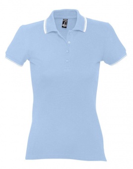 Картинка Рубашка поло женская Practice women 270, голубая с белым ПромоЕсть Сувенирная и корпоративная продукция