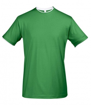 Картинка Футболка мужская с контрастной отделкой MADISON 170, ярко-зеленый/белый ПромоЕсть Сувенирная и корпоративная продукция