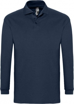 Картинка Рубашка поло мужская с длинным рукавом WINTER II 210 темно-синяя ПромоЕсть Сувенирная и корпоративная продукция