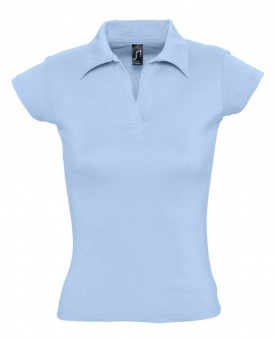 Картинка Рубашка поло женская без пуговиц PRETTY 220, голубая ПромоЕсть Сувенирная и корпоративная продукция