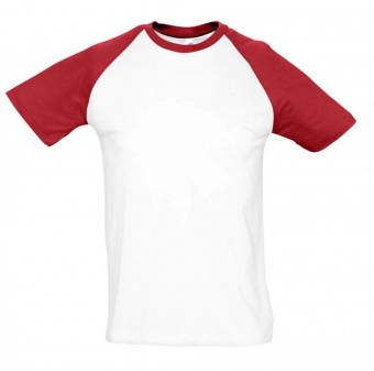 Картинка Футболка мужская двухцветная FUNKY 150, белая с красным ПромоЕсть Сувенирная и корпоративная продукция