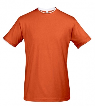 Картинка Футболка мужская с контрастной отделкой MADISON 170, оранжевый/белый ПромоЕсть Сувенирная и корпоративная продукция