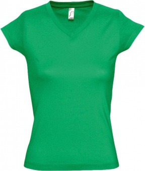 Картинка Футболка женская c V-образным вырезом MOON 150, ярко-зеленая ПромоЕсть Сувенирная и корпоративная продукция
