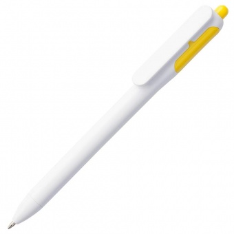 Картинка Ручка шариковая Bolide, белая с желтым ПромоЕсть Сувенирная и корпоративная продукция