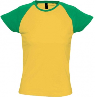 Картинка Футболка женская MILKY 150, желтая с зеленым ПромоЕсть Сувенирная и корпоративная продукция
