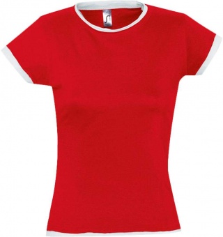 Картинка Футболка женская MOOREA 170, красная с белой отделкой ПромоЕсть Сувенирная и корпоративная продукция