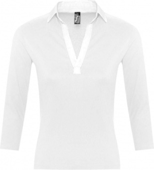 Картинка Рубашка поло женская с рукавом 3/4 PANACH 190 белая ПромоЕсть Сувенирная и корпоративная продукция