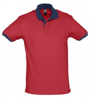 Картинка Рубашка поло Prince 190, красная с темно-синим ПромоЕсть Сувенирная и корпоративная продукция
