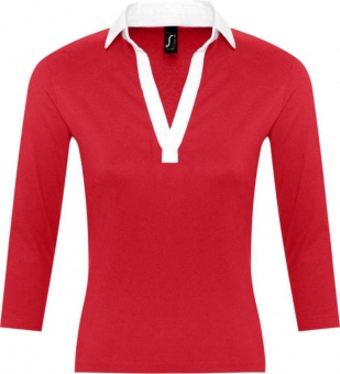 Картинка Рубашка поло женская с рукавом 3/4 PANACH 190 красная ПромоЕсть Сувенирная и корпоративная продукция