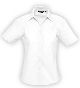 Картинка Рубашка женская с коротким рукавом ELITE, белая ПромоЕсть Сувенирная и корпоративная продукция
