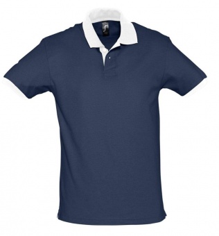 Картинка Рубашка поло Prince 190, темно-синяя с белым ПромоЕсть Сувенирная и корпоративная продукция