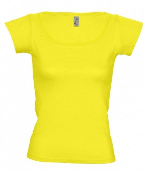 Картинка Футболка женская MELROSE 150 с глубоким вырезом, лимонно-желтая ПромоЕсть Сувенирная и корпоративная продукция